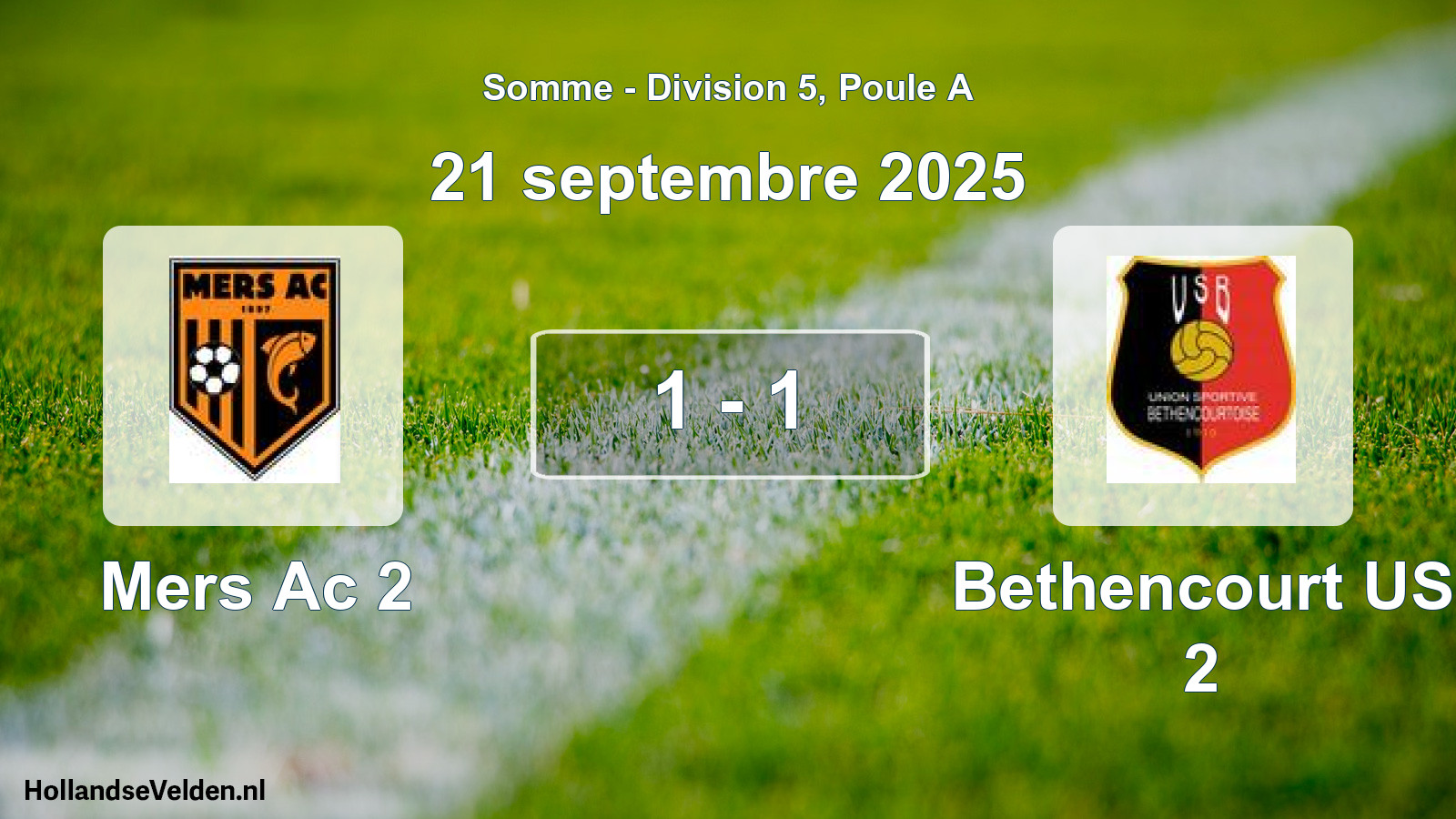 Match joué: Mers Ac 2 - Bethencourt US 2 1 - 1 (21 septembre 2025)