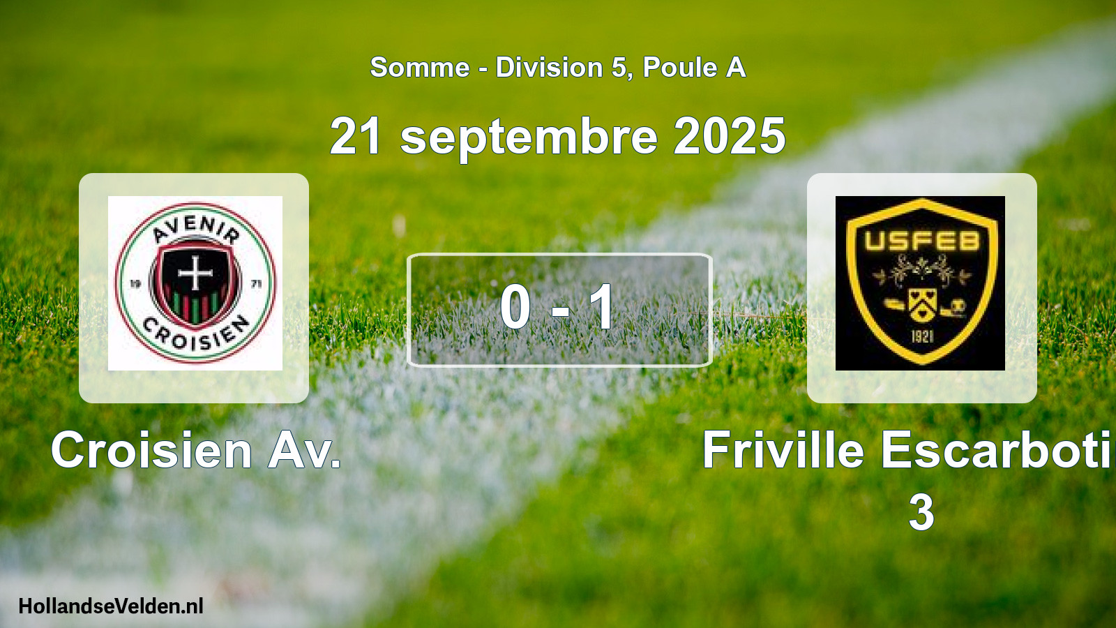 Match joué: Croisien Av. - Friville Escarbotin 3 0 - 1 (21 septembre 2025)