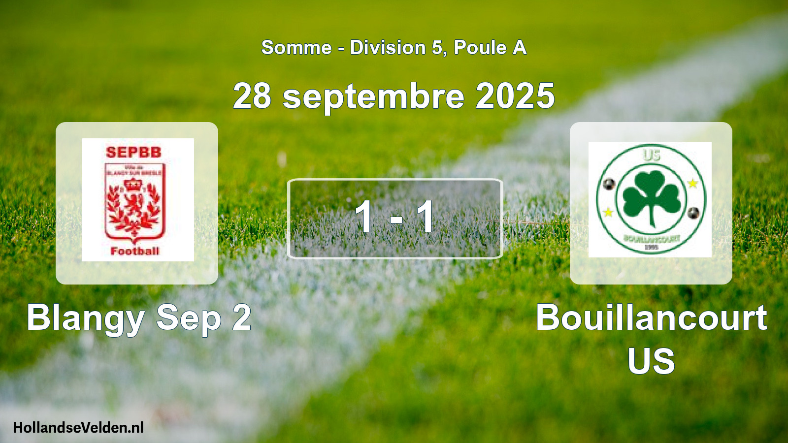 Gespeelde wedstrijd: Blangy Sep 2 - Bouillancourt US 1 - 1 (28 september 2025)