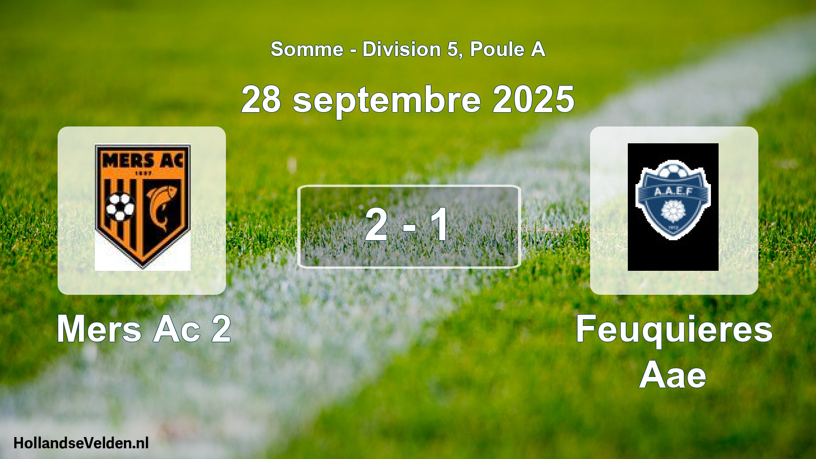Match joué: Mers Ac 2 - Feuquieres Aae 2 - 1 (28 septembre 2025)