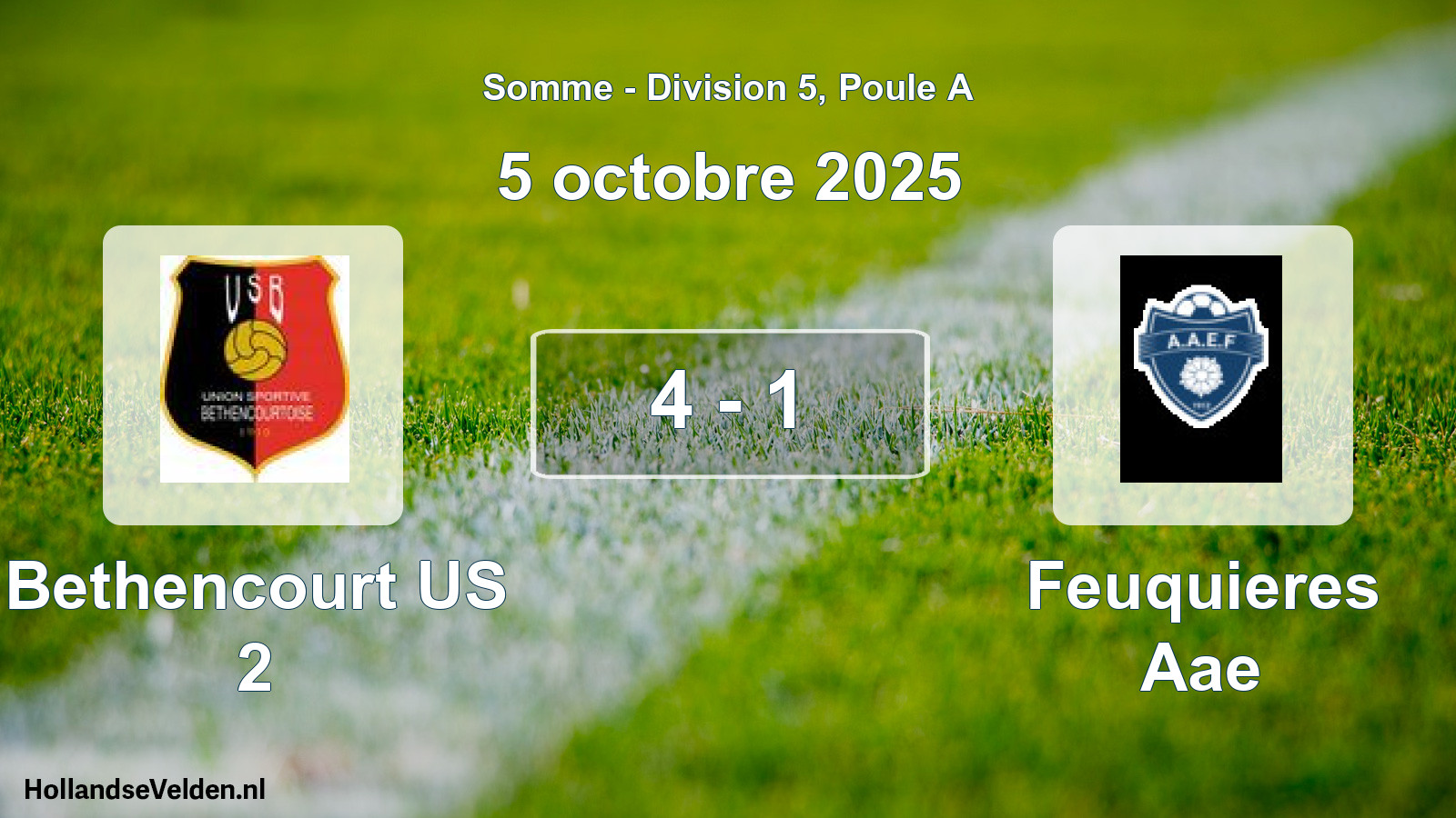 Match joué: Bethencourt US 2 - Feuquieres Aae 4 - 1 (5 octobre 2025)