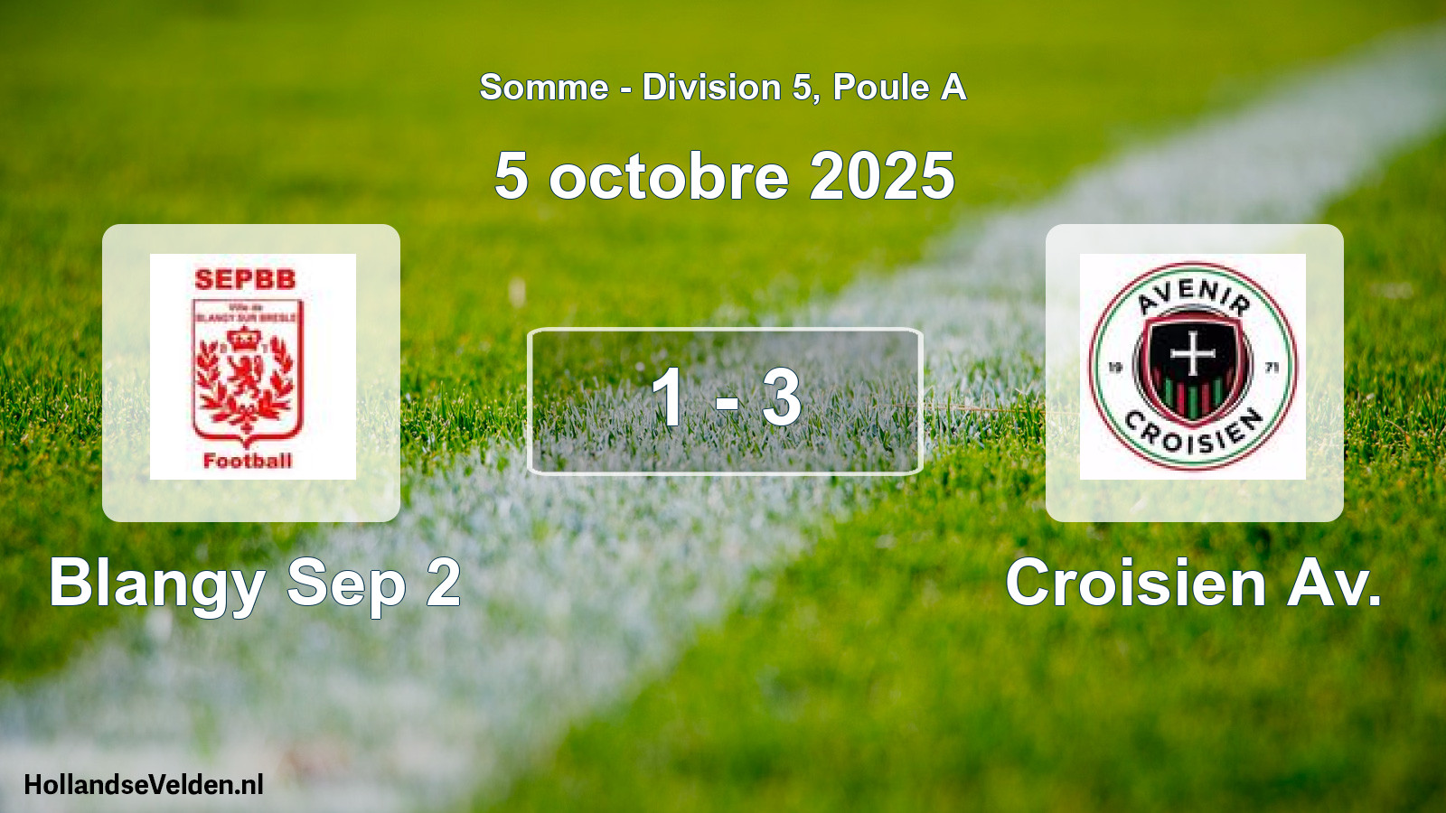 Total number of matches played: Blangy Sep 2 - Croisien Av. 1 - 3 (5 October 2025)