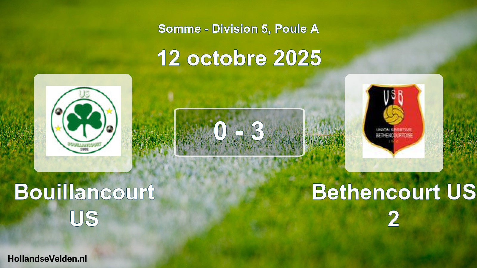 Match joué: Bouillancourt US - Bethencourt US 2 0 - 3 (12 octobre 2025)