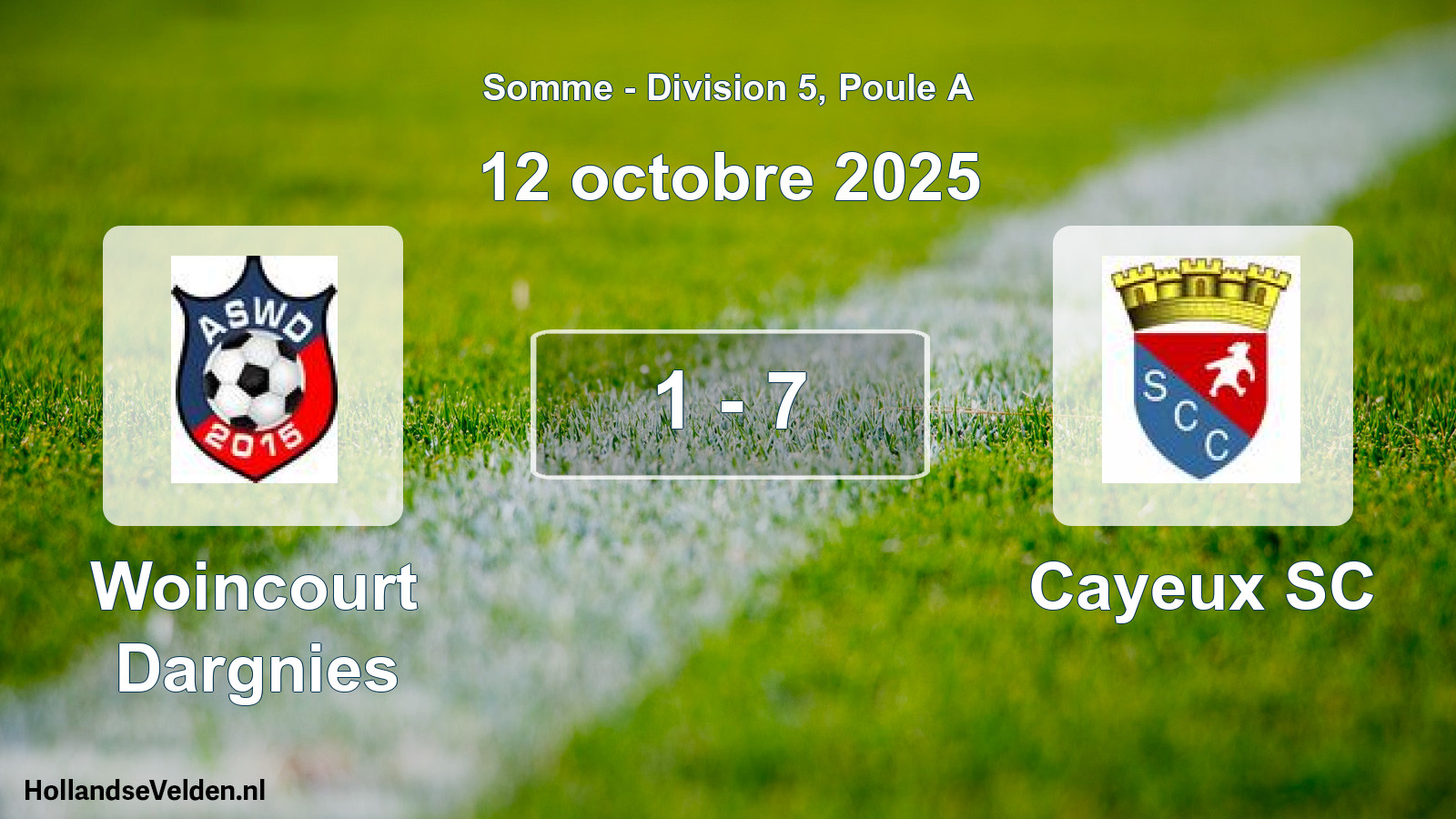 Gespeelde wedstrijd: Woincourt Dargnies - Cayeux SC 1 - 7 (12 oktober 2025)