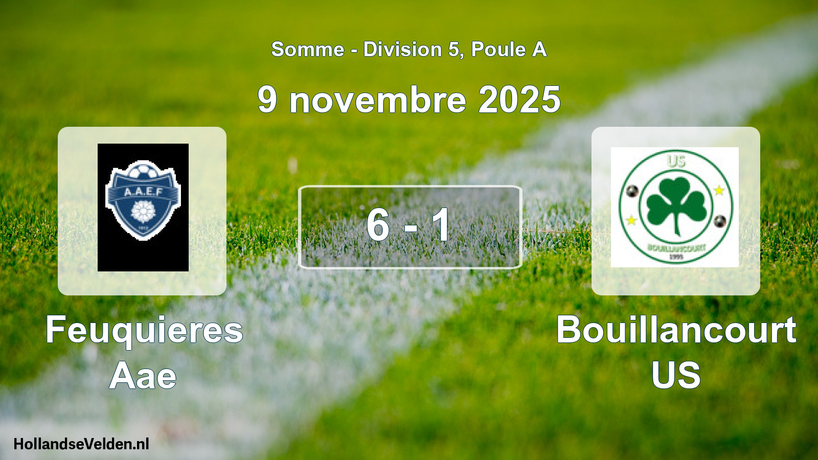 Match joué: Feuquieres Aae - Bouillancourt US 6 - 1 (9 novembre 2025)