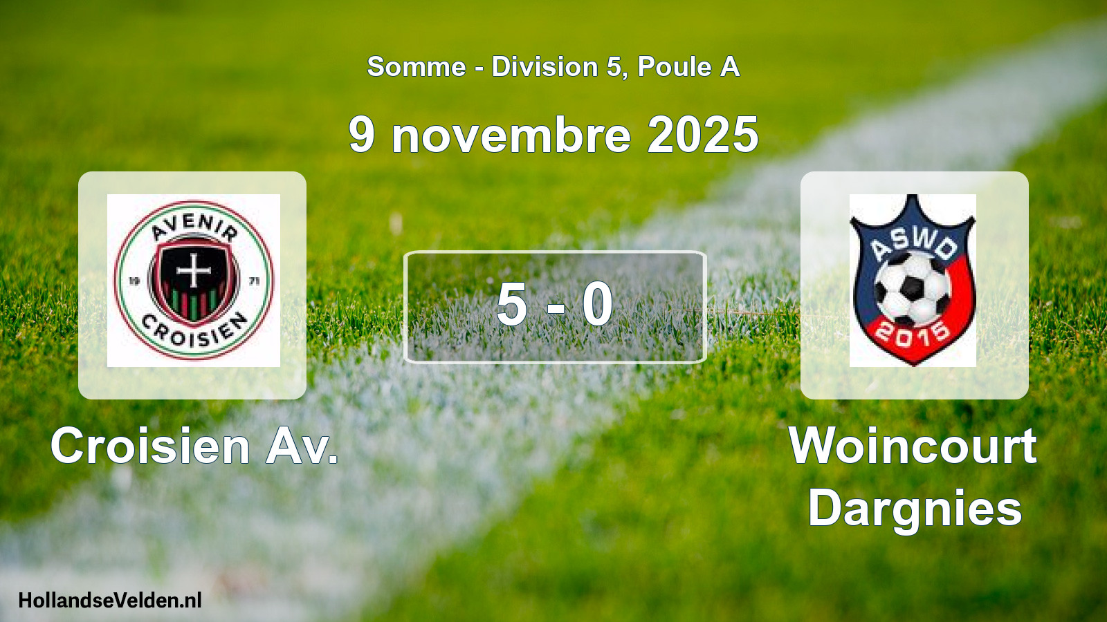 Gespeelde wedstrijd: Croisien Av. - Woincourt Dargnies 5 - 0 (9 november 2025)