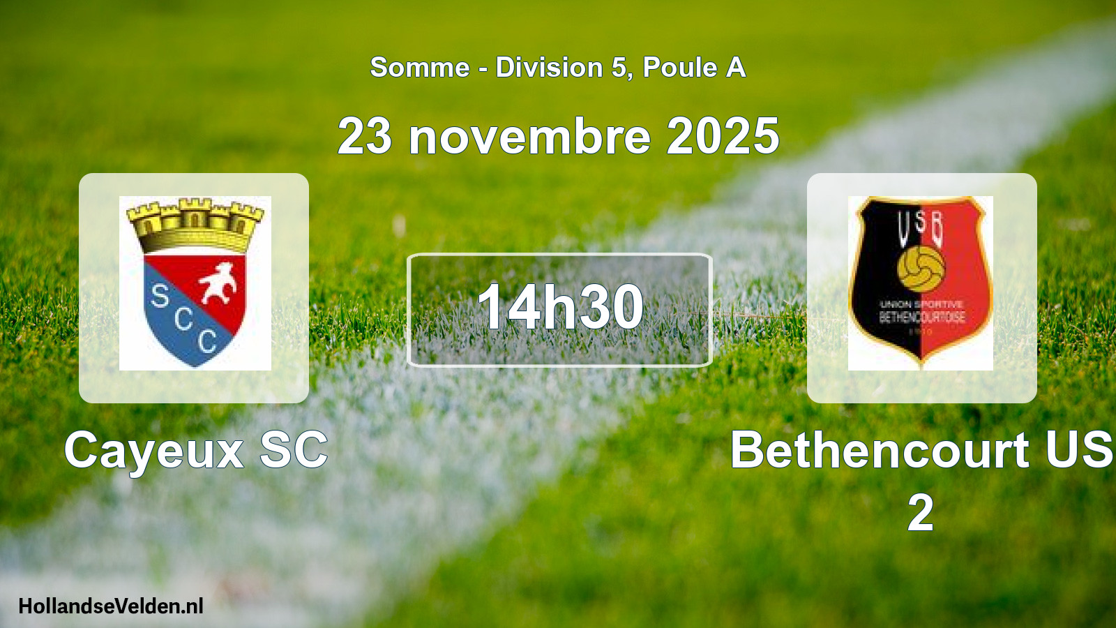 Match programmé: Cayeux SC - Bethencourt US 2 (23 novembre 2025)