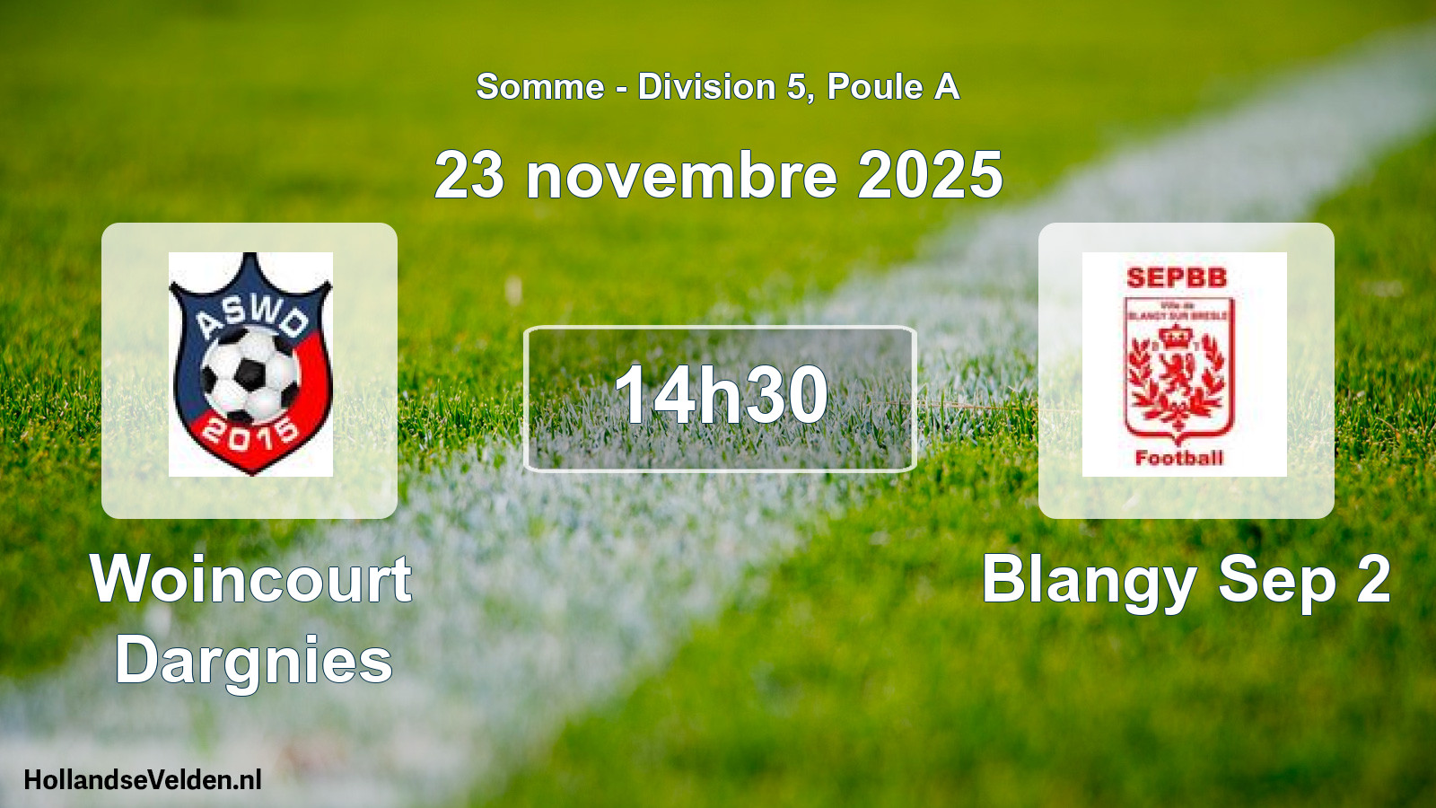 Match programmé: Woincourt Dargnies - Blangy Sep 2 (23 novembre 2025)