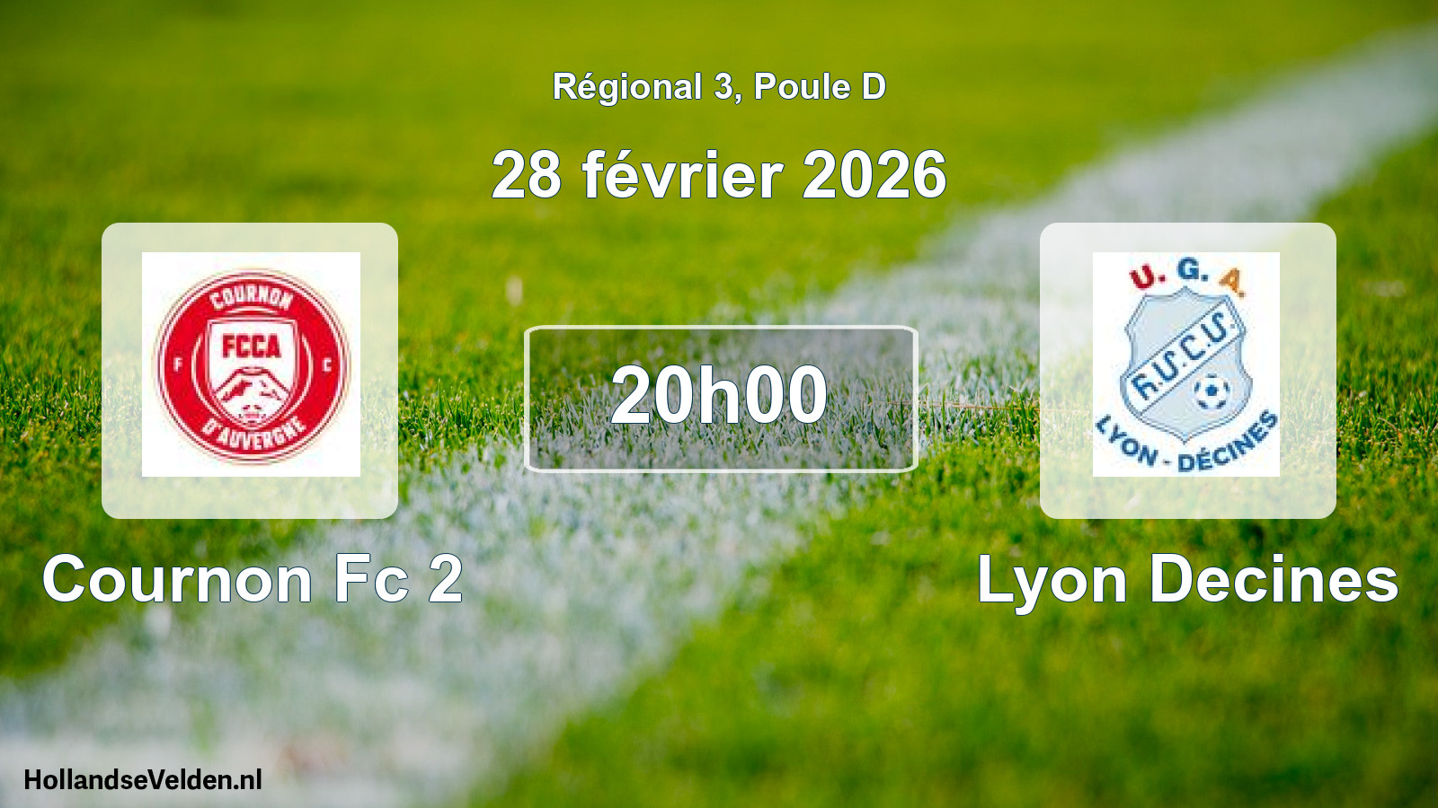 Geplande wedstrijd: Cournon Fc 2 - Lyon Decines (28 février 2026)