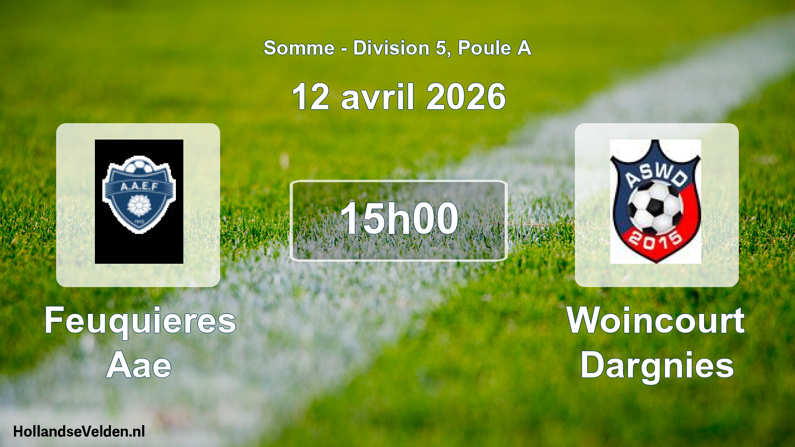 Match programmé: Feuquieres Aae - Woincourt Dargnies (12 avril 2026)