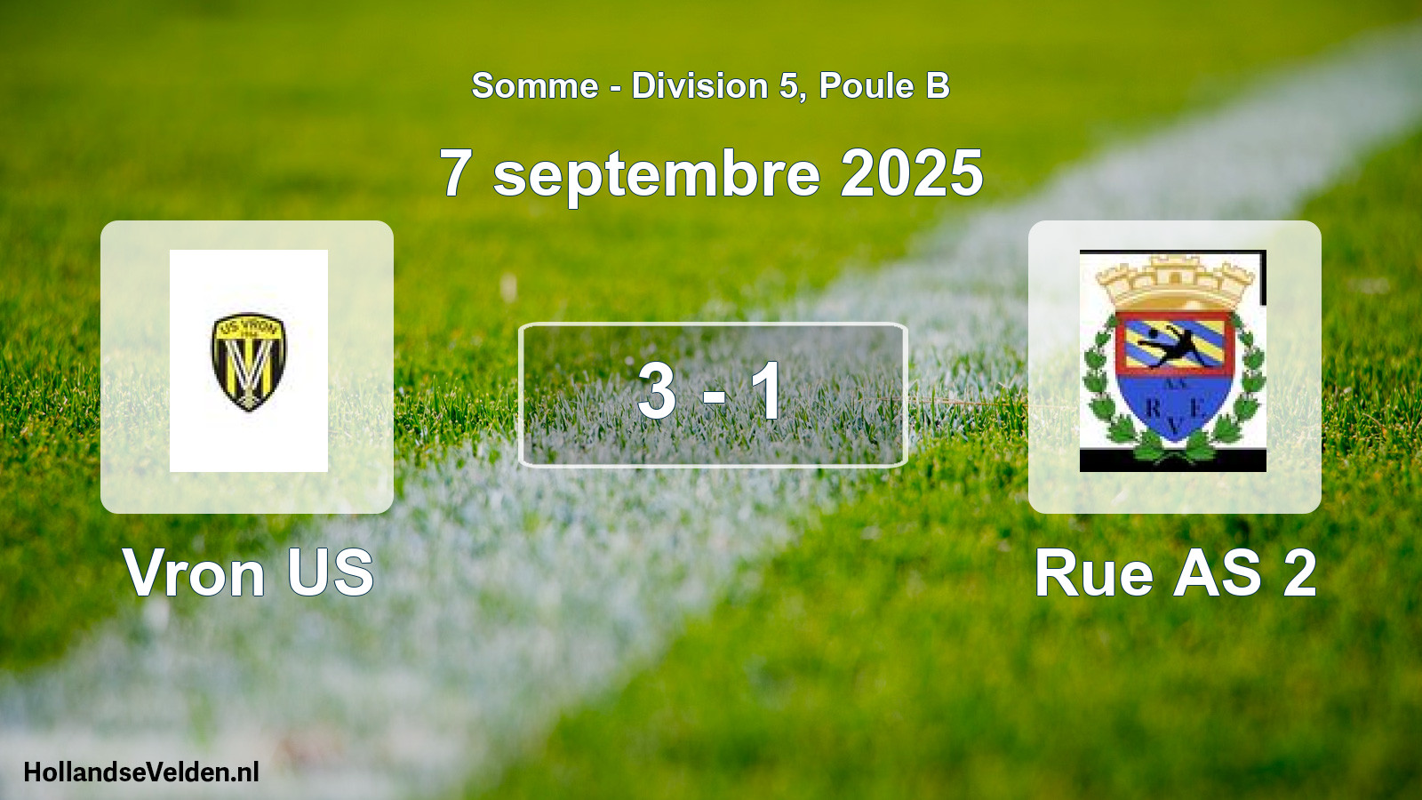 Gespeelde wedstrijd: Vron US - Rue AS 2 3 - 1 (7 september 2025)
