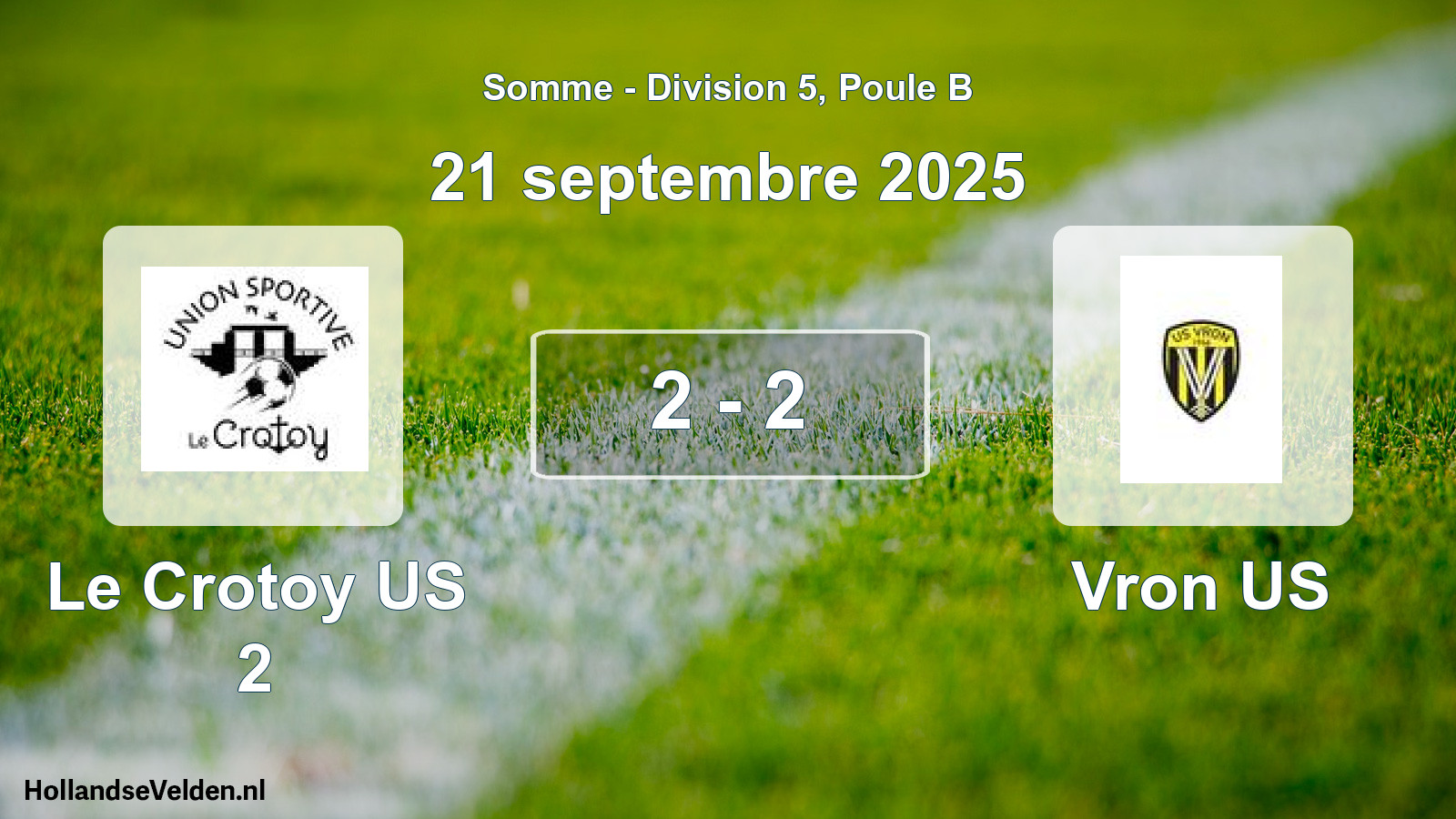 Match joué: Le Crotoy US 2 - Vron US 2 - 2 (21 septembre 2025)