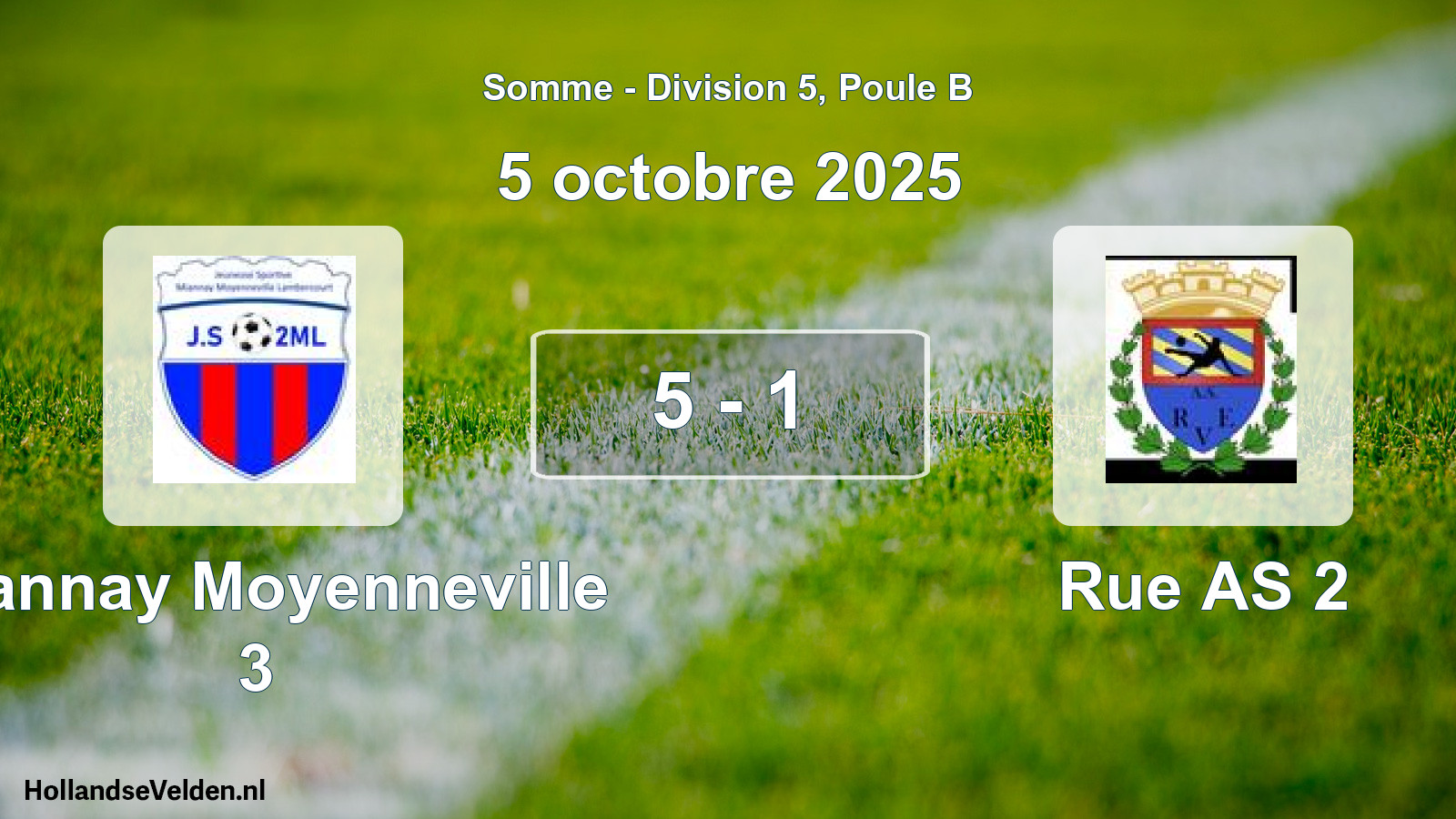 Match joué: Miannay Moyenneville 3 - Rue AS 2 5 - 1 (5 octobre 2025)
