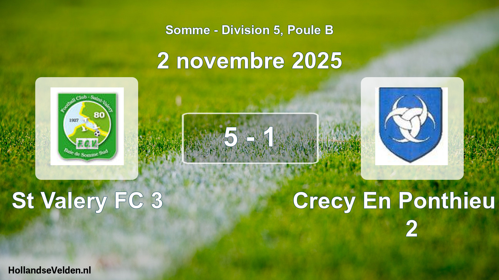 Gespeelde wedstrijd: St Valery FC 3 - Crecy En Ponthieu Cs 2 5 - 1 (2 november 2025)