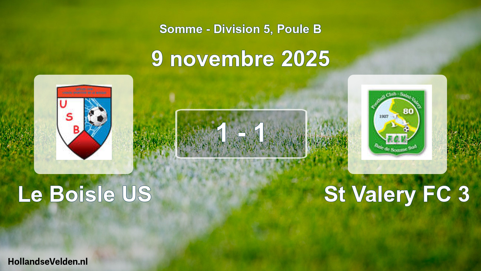 Gespeelde wedstrijd: Le Boisle US - St Valery FC 3 1 - 1 (9 november 2025)