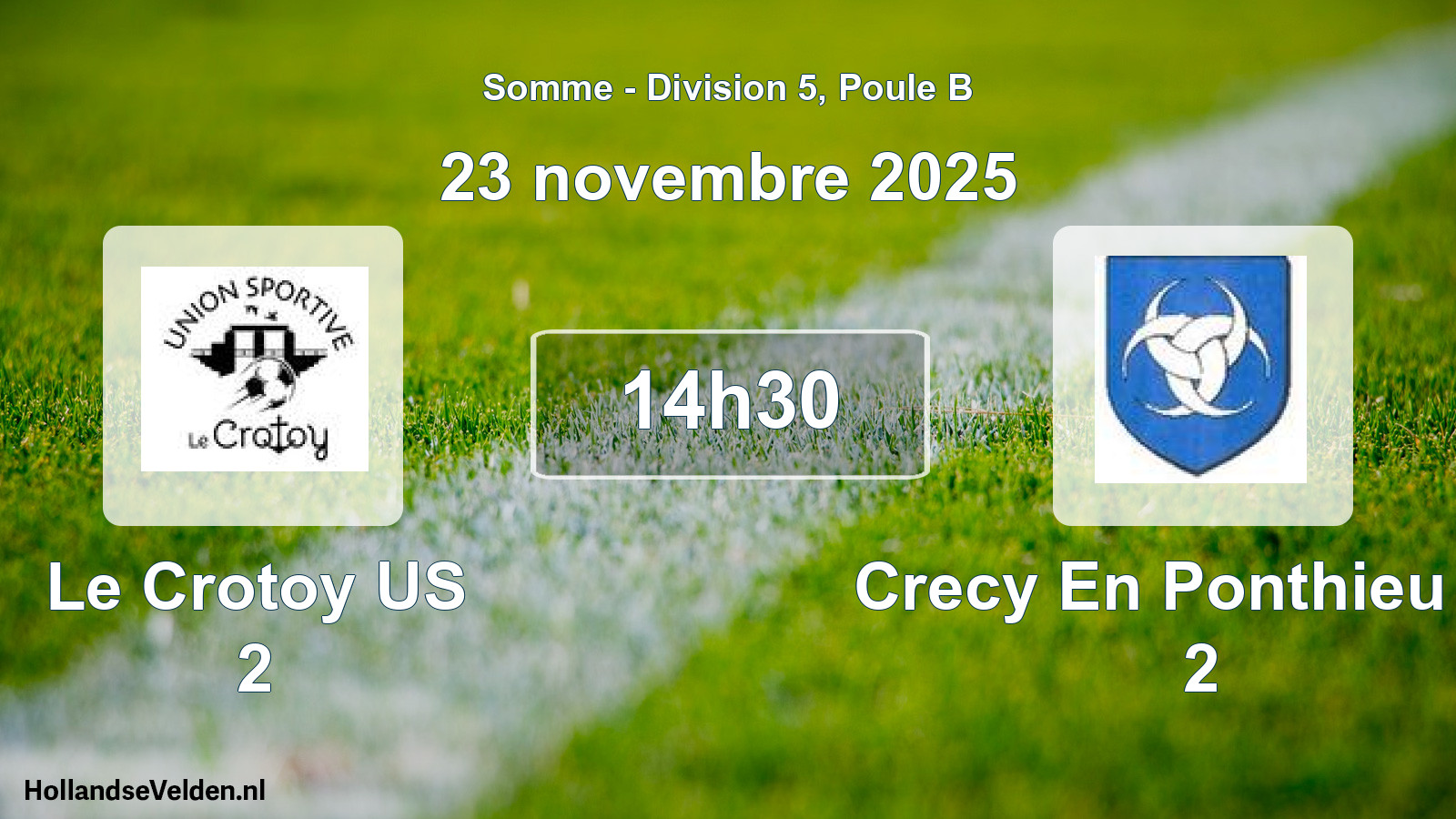 Match programmé: Le Crotoy US 2 - Crecy En Ponthieu Cs 2 (23 novembre 2025)