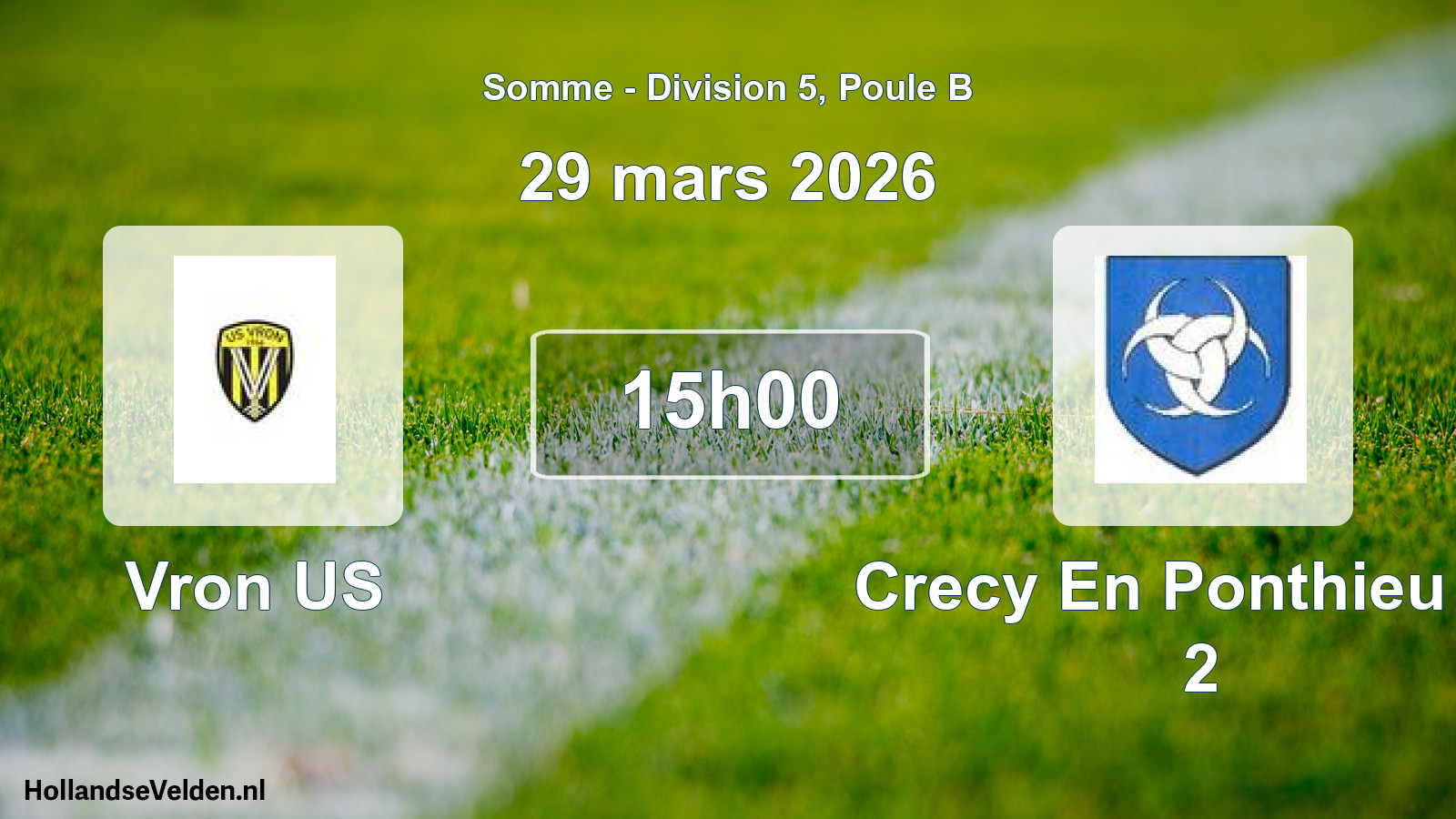 Match programmé: Vron US - Crecy En Ponthieu Cs 2 (29 mars 2026)