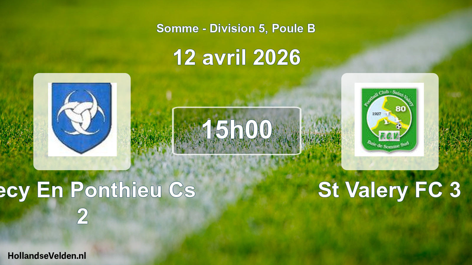 Match programmé: Crecy En Ponthieu Cs 2 - St Valery FC 3 (12 avril 2026)