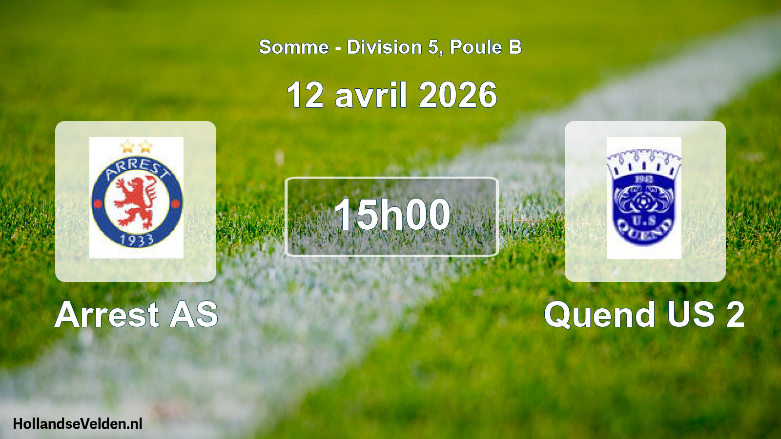 Match programmé: Arrest AS - Quend US 2 (12 avril 2026)