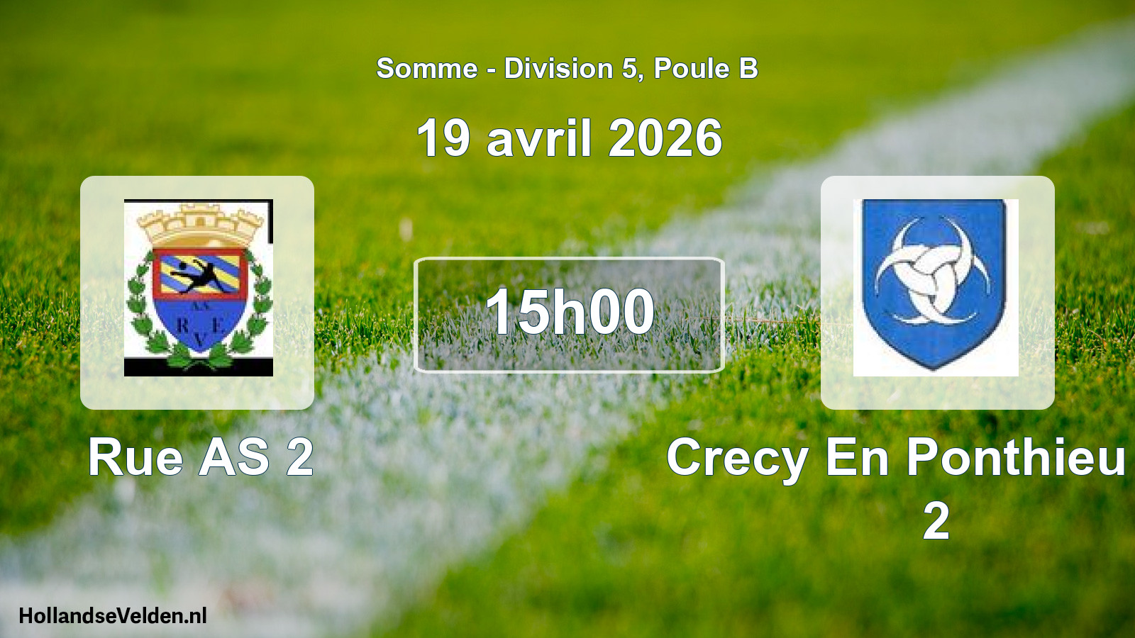 Match programmé: Rue AS 2 - Crecy En Ponthieu Cs 2 (19 avril 2026)
