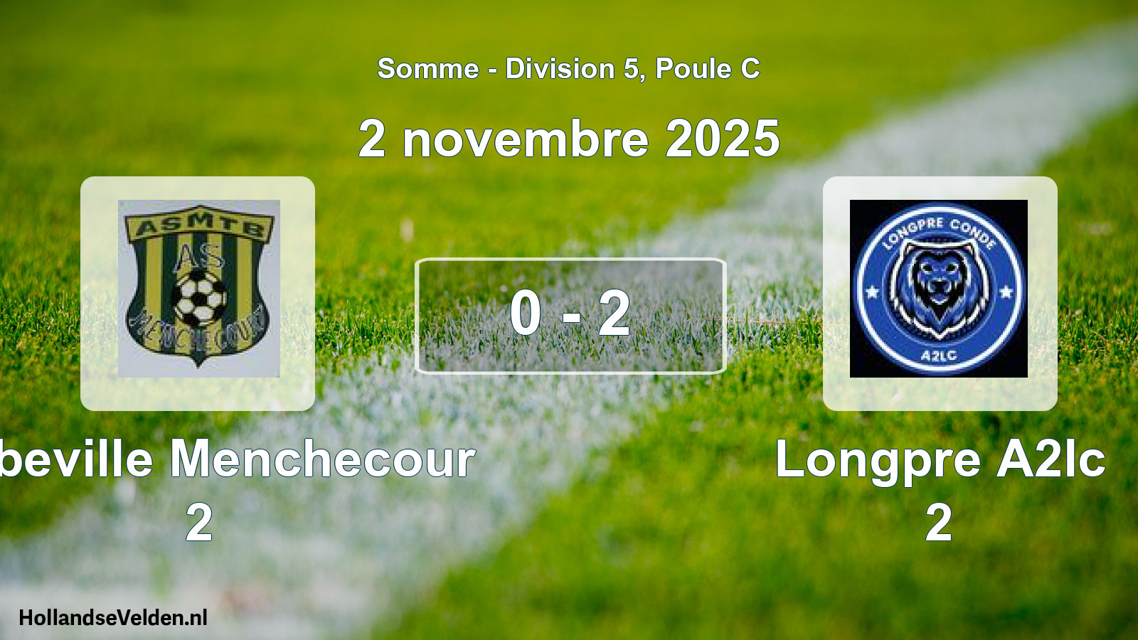 Match joué: Abbeville Menchecour 2 - Longpre A2lc 2 0 - 2 (2 novembre 2025)