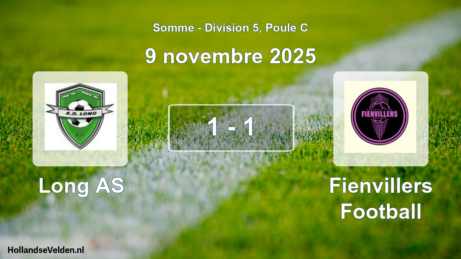 Match joué: Long AS - Fienvillers Football 1 - 1 (9 novembre 2025)