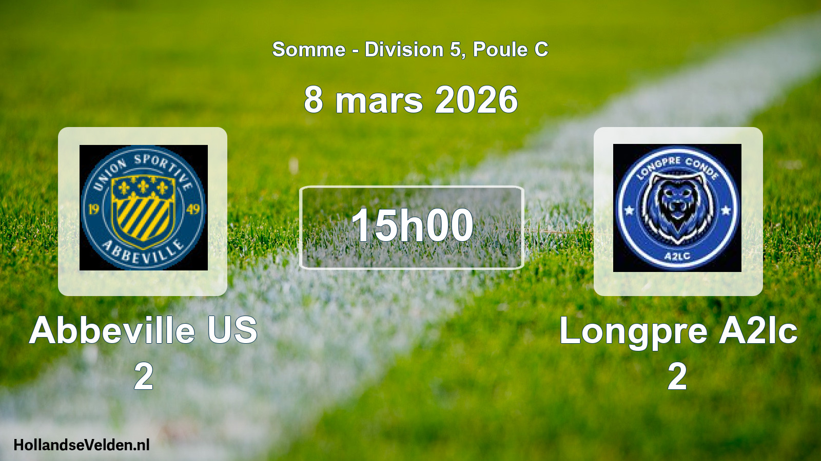 Match programmé: Abbeville US 2 - Longpre A2lc 2 (8 mars 2026)