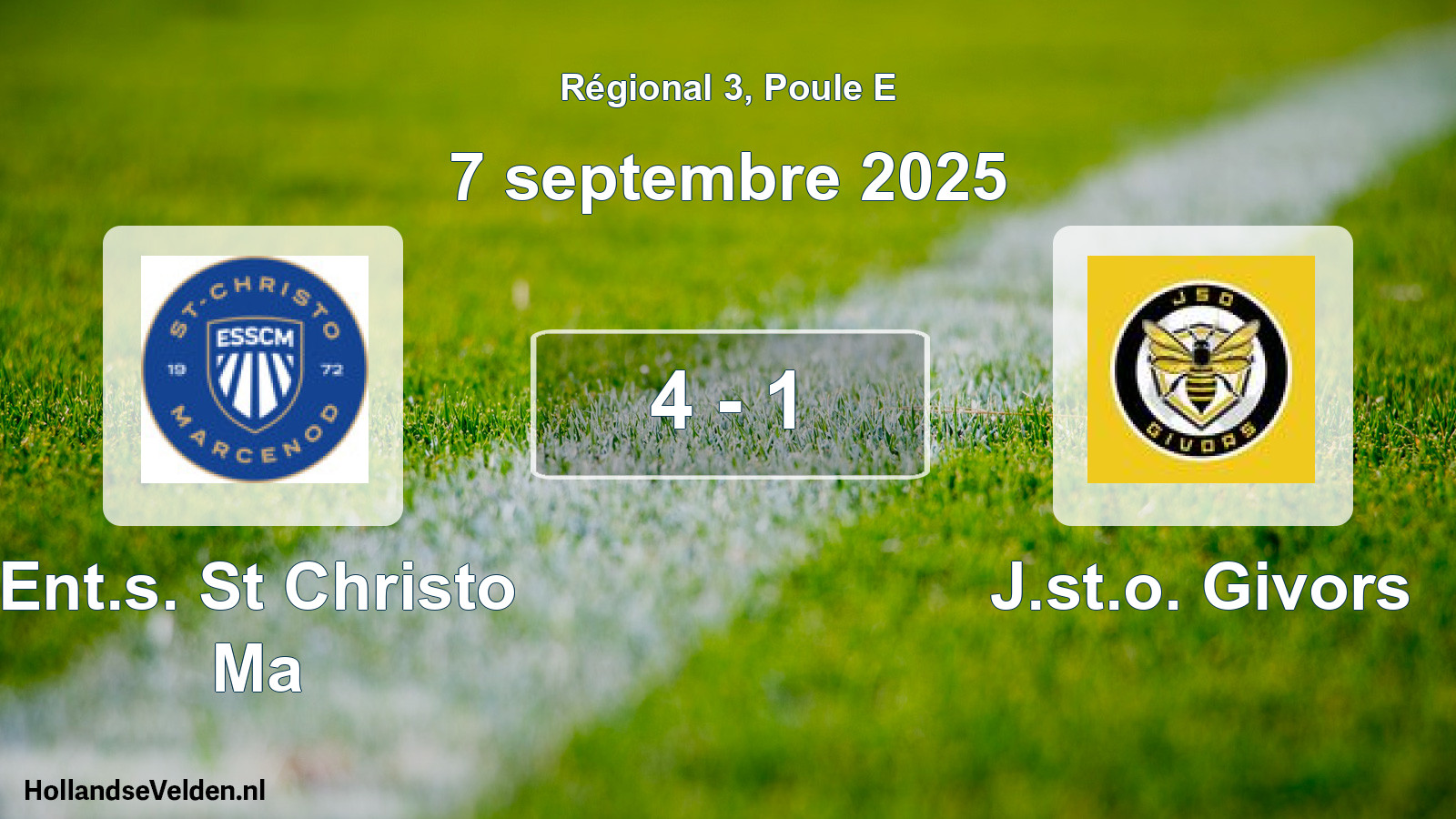 Total number of matches played: Ent.s. St Christo Ma - J.st.o. Givors 4 - 1 (7 September 2025)