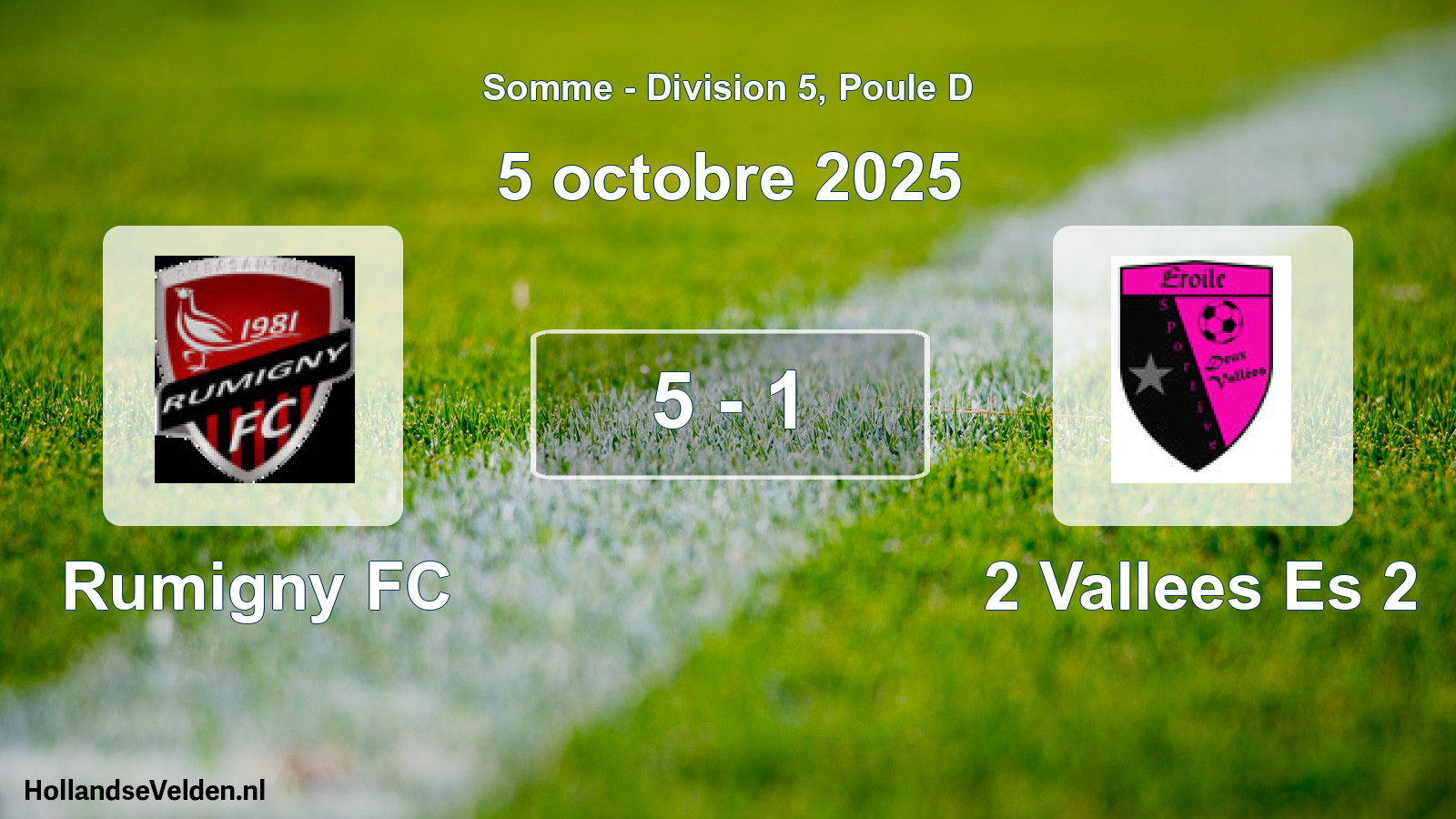 Match joué: Rumigny FC - 2 Vallees Es 2 5 - 1 (5 octobre 2025)