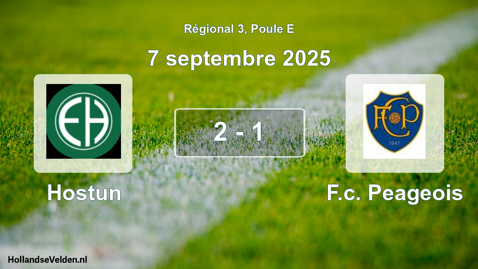 Gespeelde wedstrijd: Hostun - F.c. Peageois 2 - 1 (7 septembre 2025)