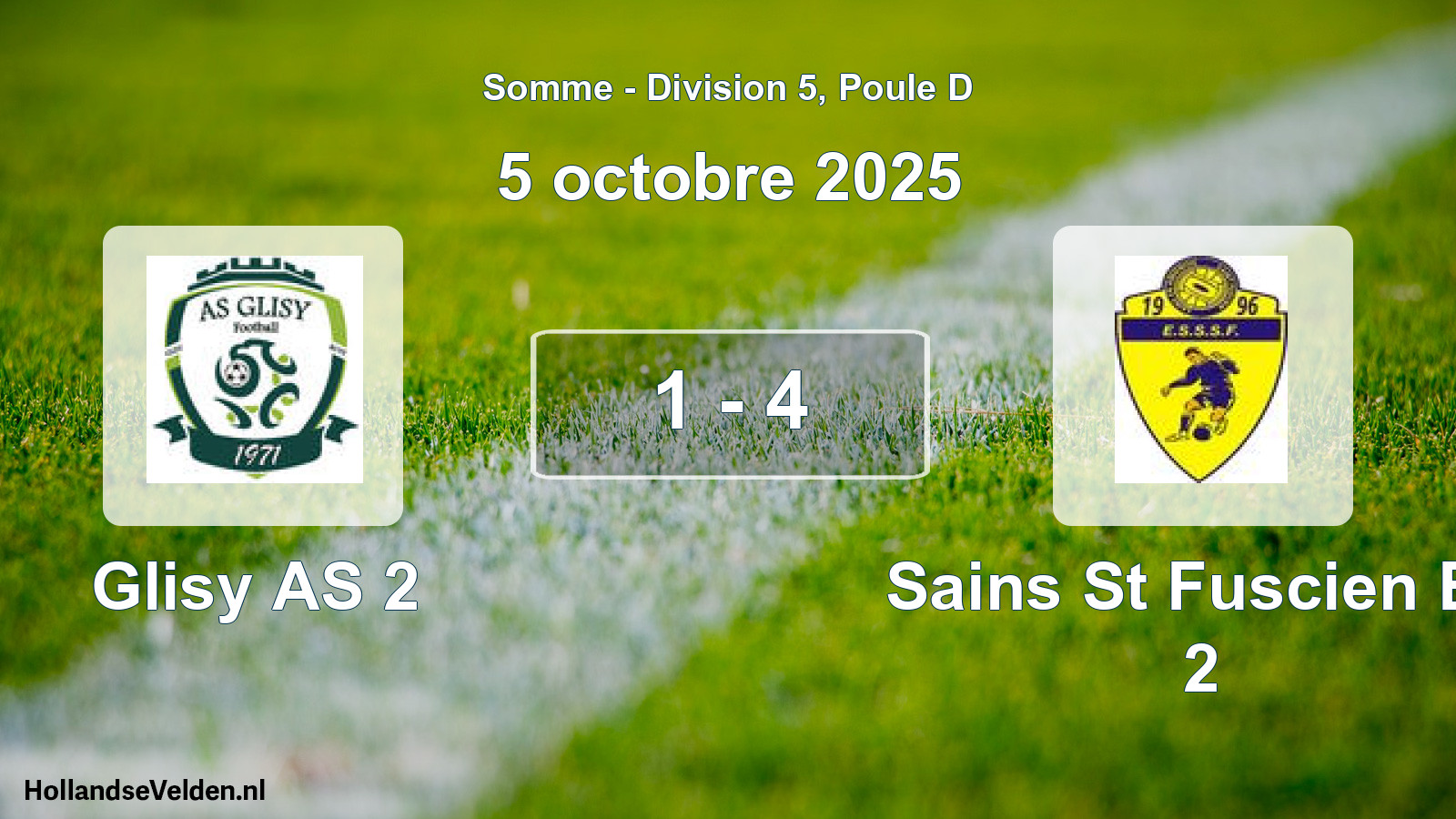 Match joué: Glisy AS 2 - Sains St Fuscien Es 2 1 - 4 (5 octobre 2025)