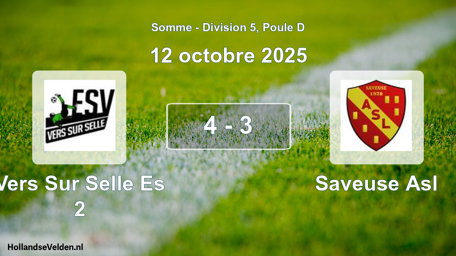 Gespeelde wedstrijd: Vers Sur Selle Es 2 - Saveuse Asl 4 - 3 (12 oktober 2025)