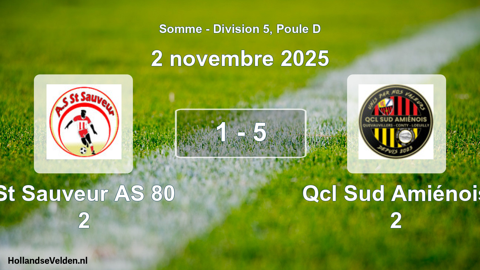 Match joué: St Sauveur AS 80 2 - Qcl Sud Amiénois 2 1 - 5 (2 novembre 2025)