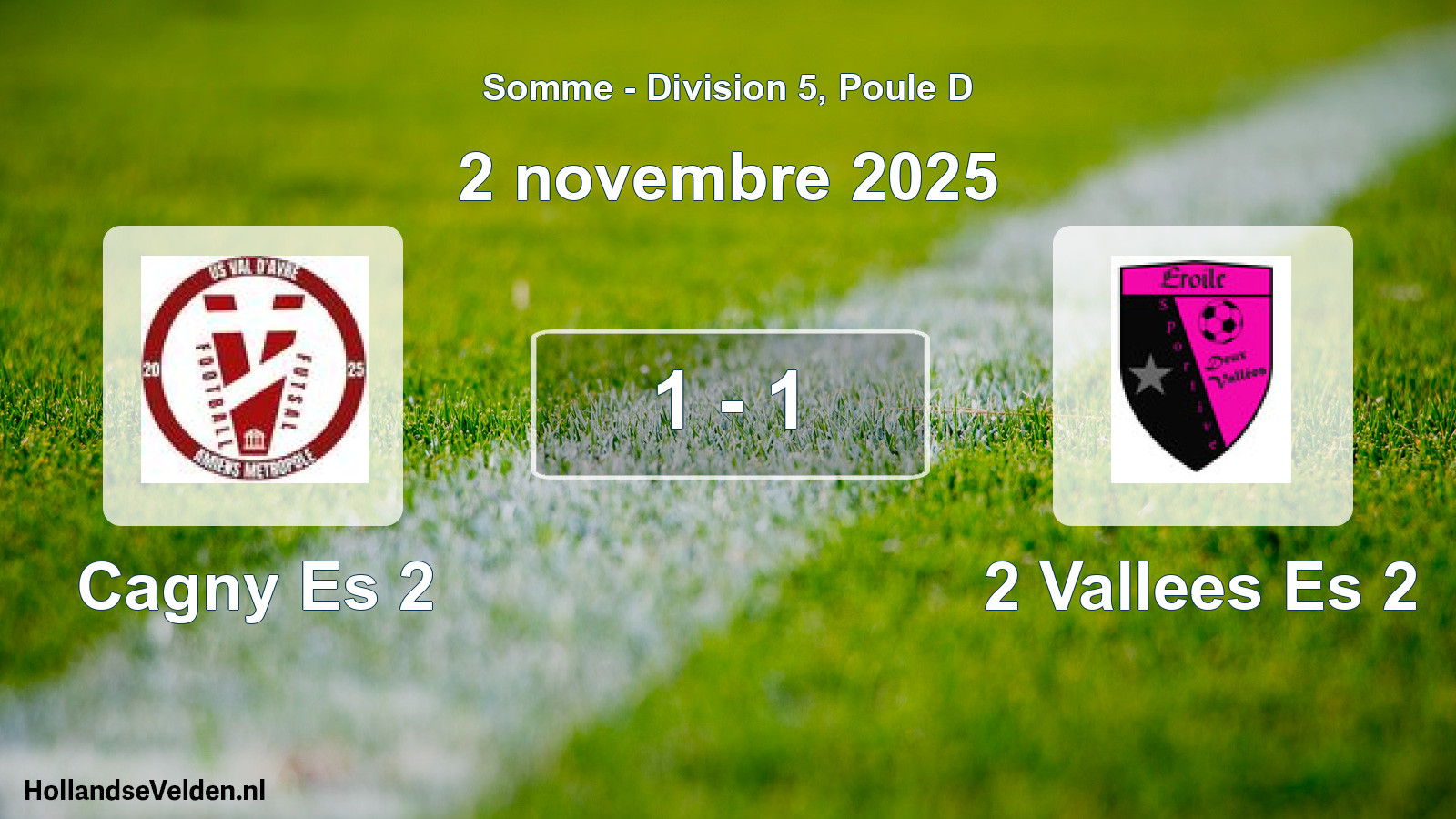 Match joué: Cagny Es 2 - 2 Vallees Es 2 1 - 1 (2 novembre 2025)