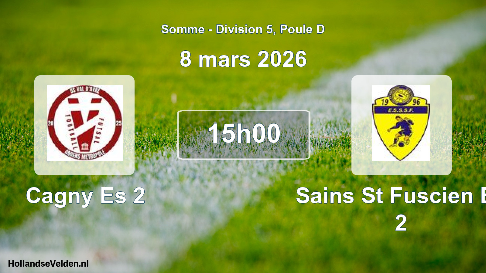 Match programmé: Cagny Es 2 - Sains St Fuscien Es 2 (8 mars 2026)