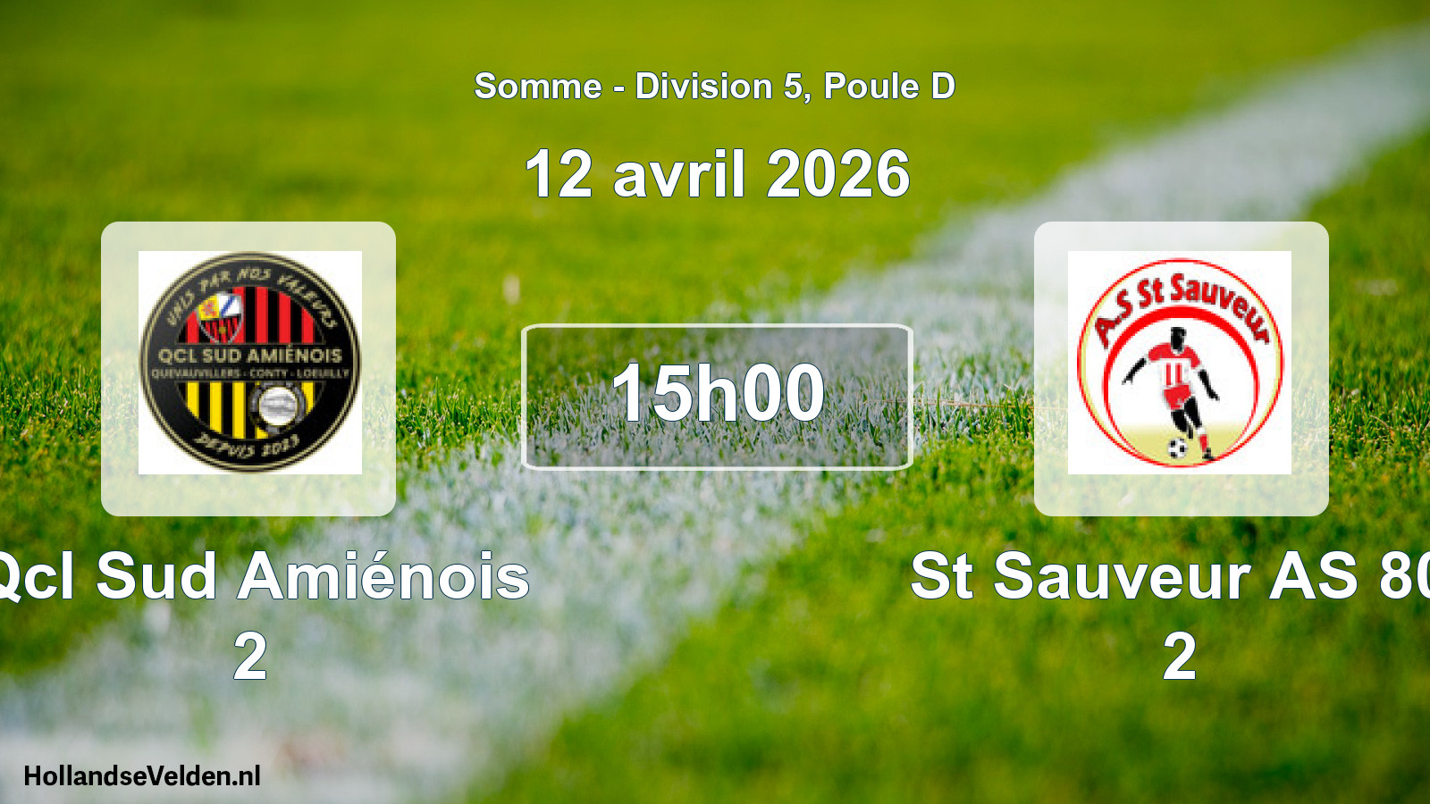 Match programmé: Qcl Sud Amiénois 2 - St Sauveur AS 80 2 (12 avril 2026)