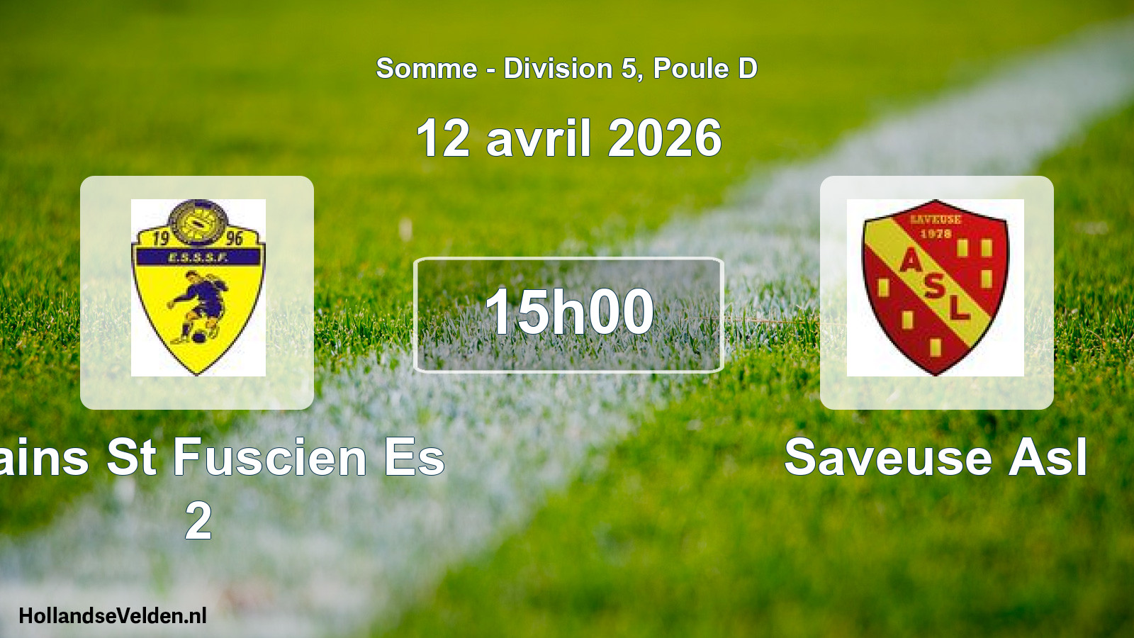 Match programmé: Sains St Fuscien Es 2 - Saveuse Asl (12 avril 2026)