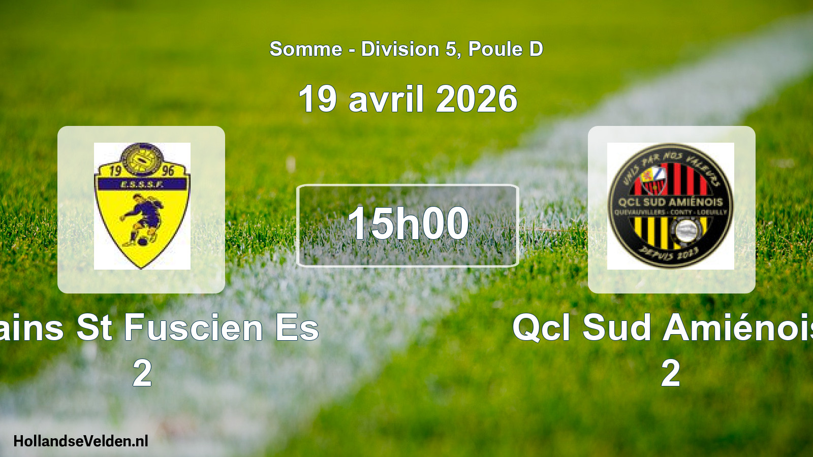 Match programmé: Sains St Fuscien Es 2 - Qcl Sud Amiénois 2 (19 avril 2026)