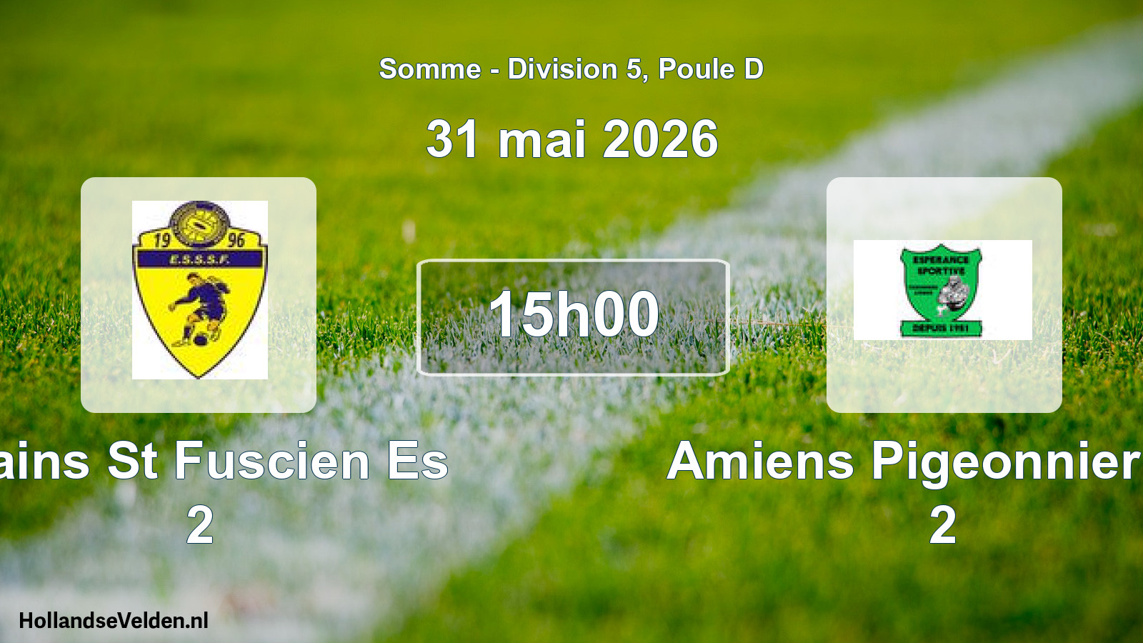 Match programmé: Sains St Fuscien Es 2 - Amiens Pigeonnier Es 2 (31 mai 2026)