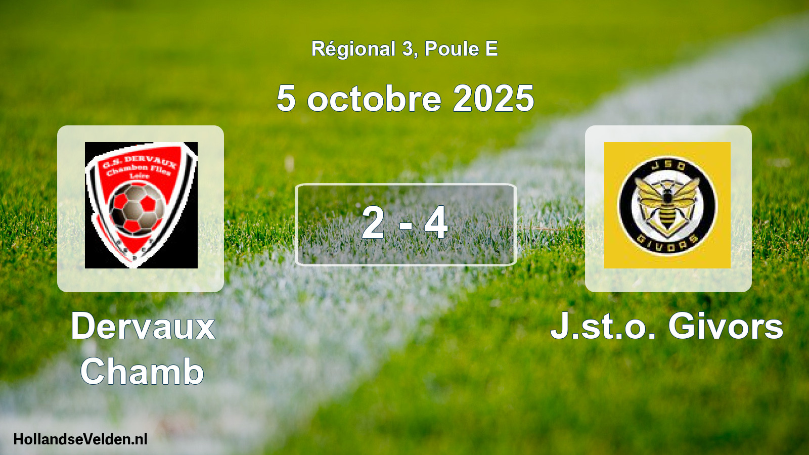 Gespeelde wedstrijd: Dervaux Chamb - J.st.o. Givors 2 - 4 (5 octobre 2025)