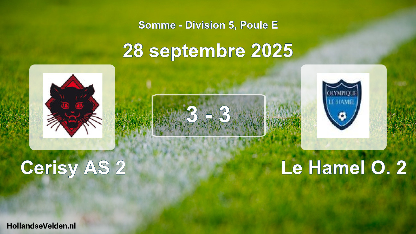 Match joué: Cerisy AS 2 - Le Hamel O. 2 3 - 3 (28 septembre 2025)