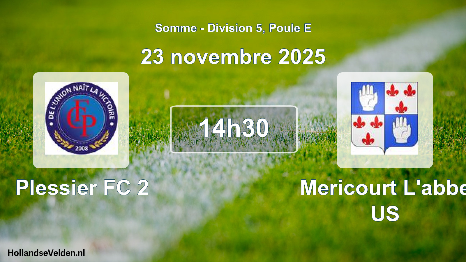 Match programmé: Plessier FC 2 - Mericourt L'abbe US (23 novembre 2025)
