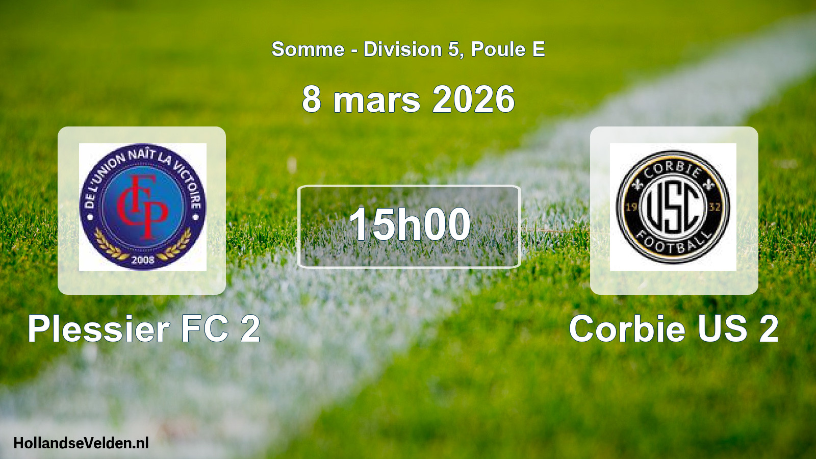 Match programmé: Plessier FC 2 - Corbie US 2 (8 mars 2026)
