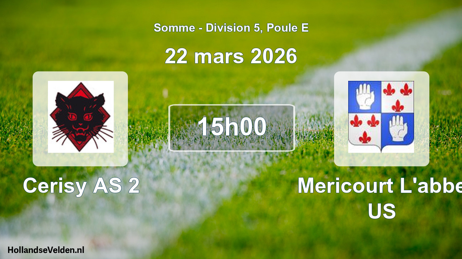 Scheduled Match: Cerisy AS 2 - Mericourt L'abbe US (22 March 2026)