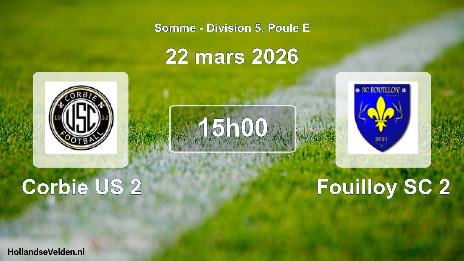 Geplande wedstrijd: Corbie US 2 - Fouilloy SC 2 (22 maart 2026)