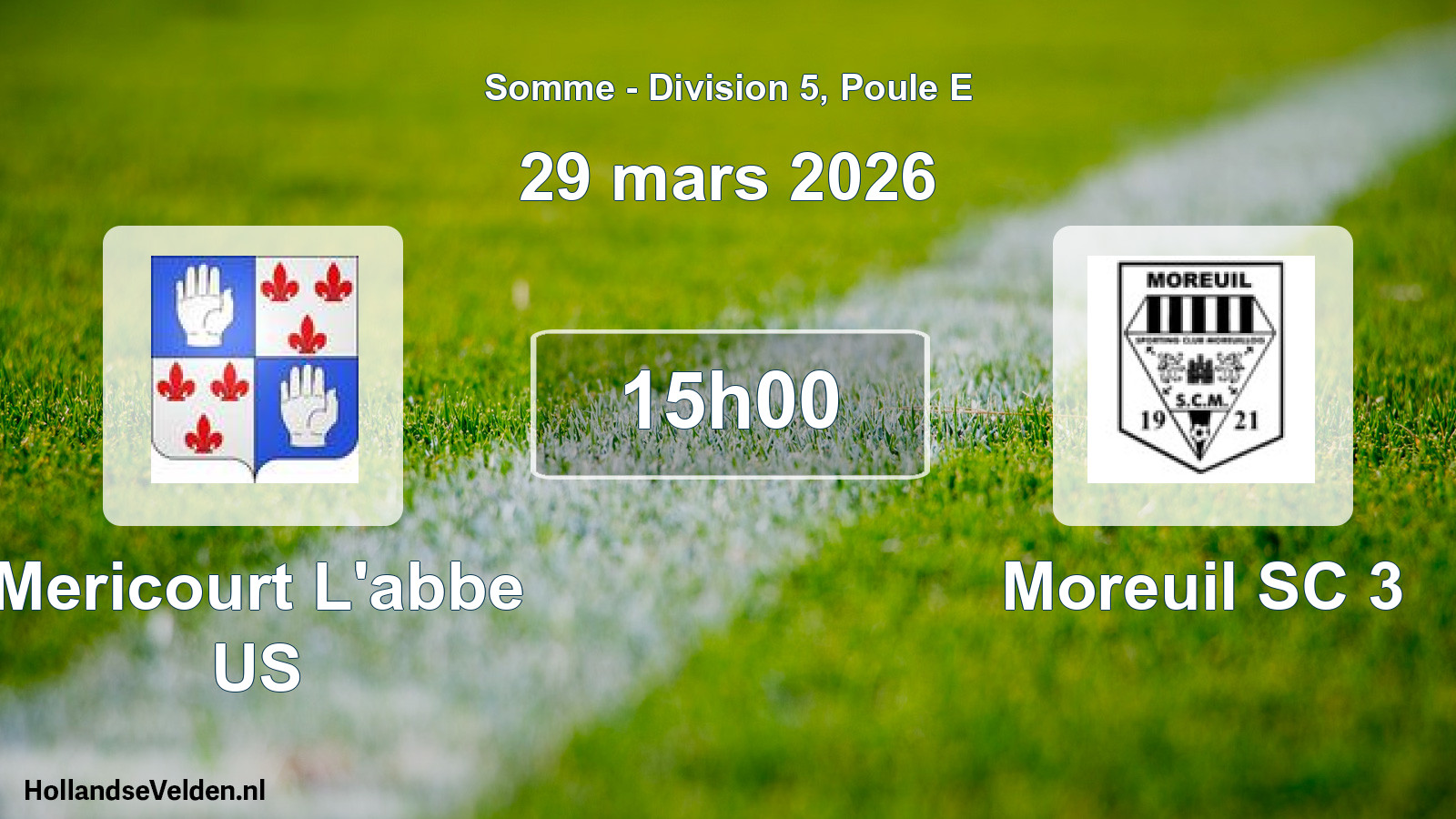 Match programmé: Mericourt L'abbe US - Moreuil SC 3 (29 mars 2026)