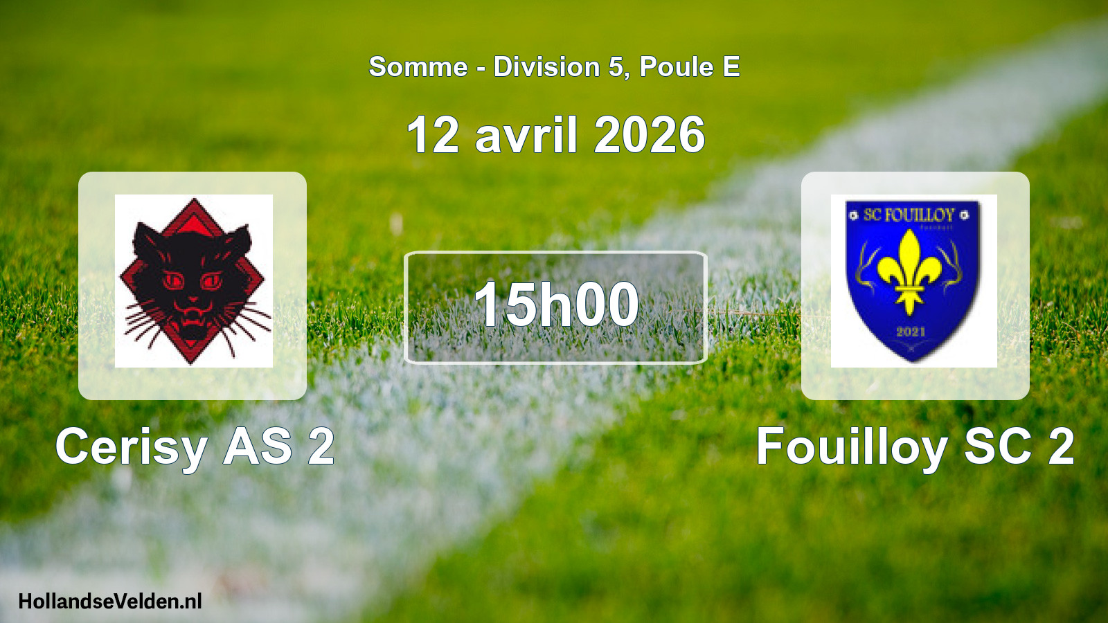 Match programmé: Cerisy AS 2 - Fouilloy SC 2 (12 avril 2026)