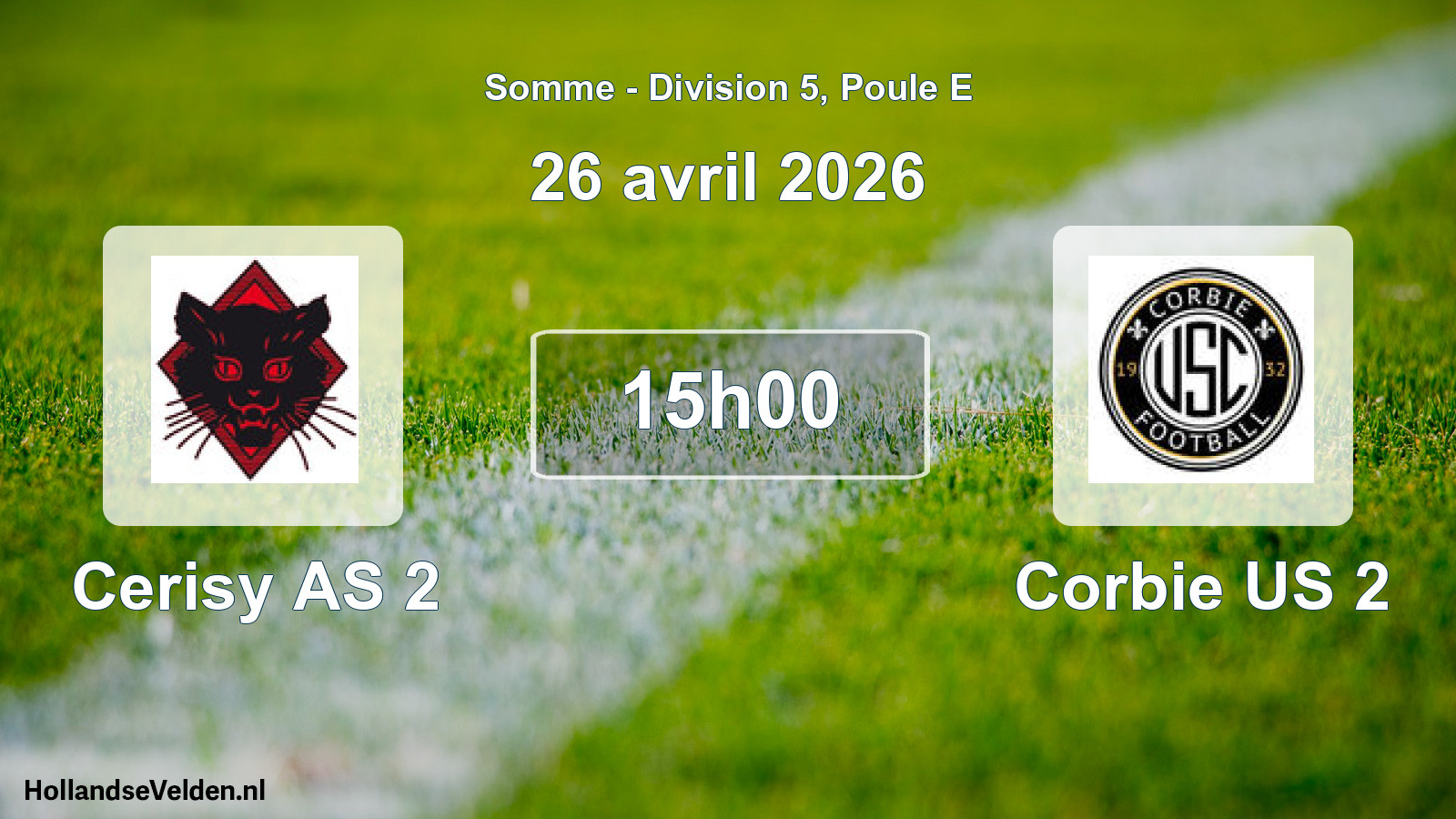 Match programmé: Cerisy AS 2 - Corbie US 2 (26 avril 2026)