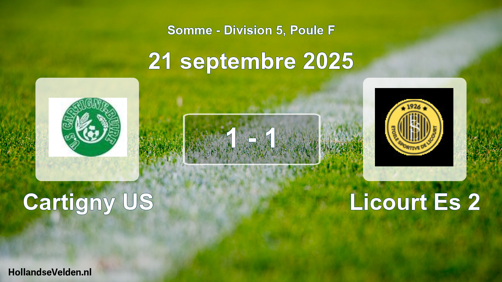 Gespeelde wedstrijd: Cartigny US - Licourt Es 2 1 - 1 (21 september 2025)