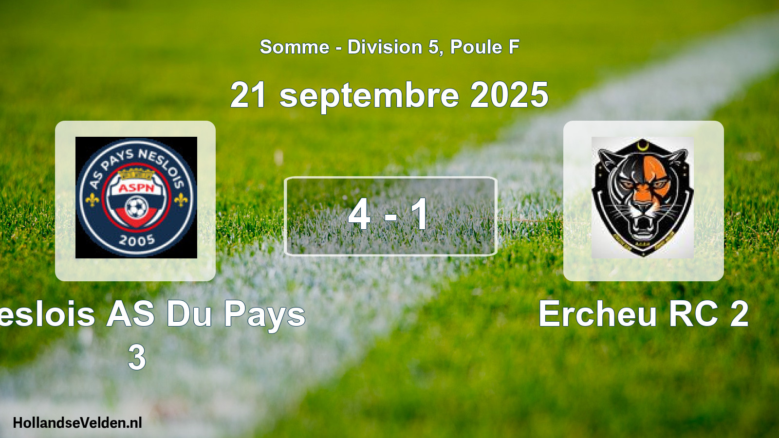 Match joué: Neslois AS Du Pays 3 - Ercheu RC 2 4 - 1 (21 septembre 2025)